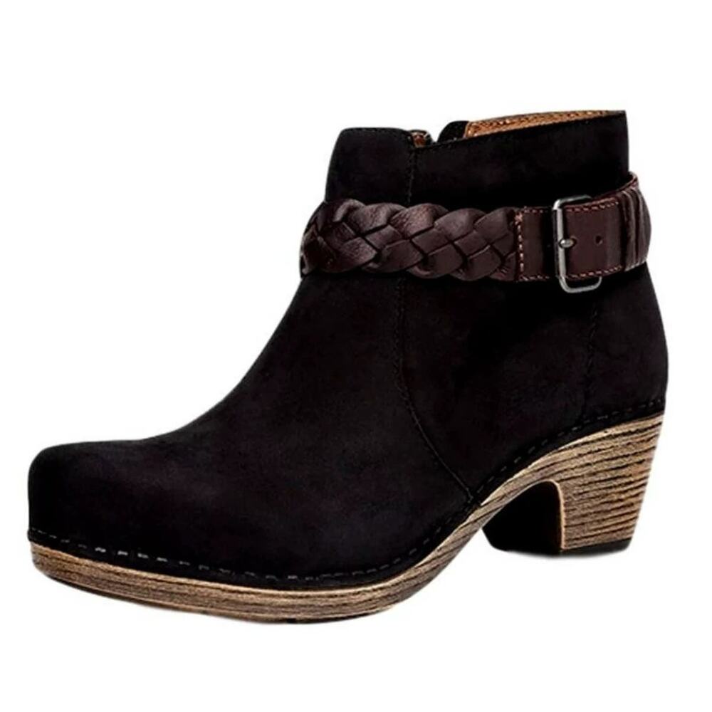 Dansko Tivoli Michelle Ankle Bootie Braided Leather Almond Toe Heeled Black 10